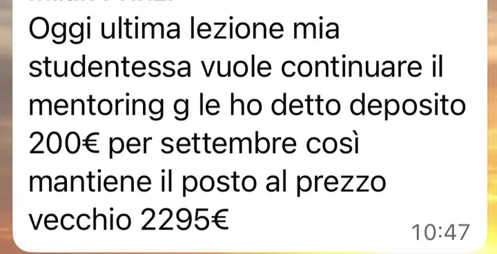 Screenshot di un risultato cliente