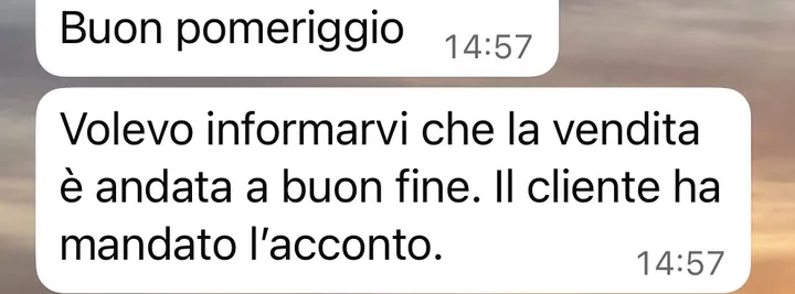 Screenshot di un risultato cliente