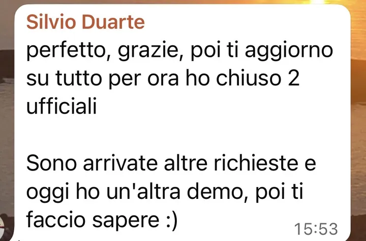 Screenshot di un risultato cliente