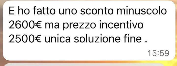 Screenshot di un risultato cliente