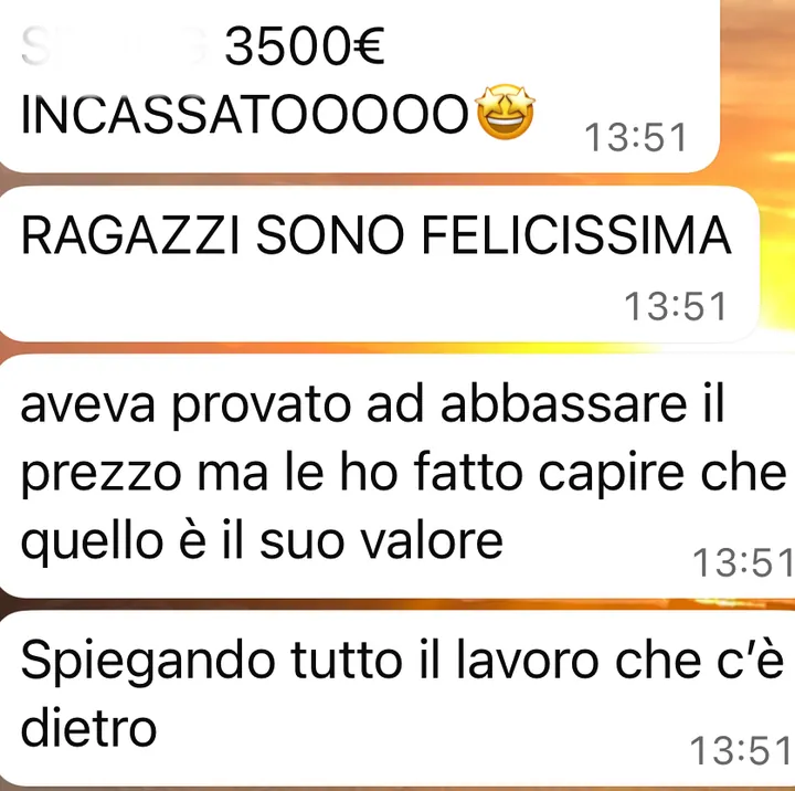 Screenshot di un risultato cliente