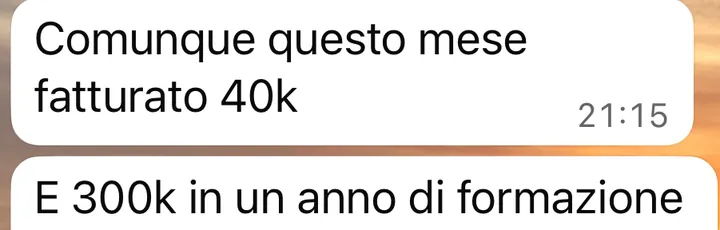 Screenshot di un risultato cliente