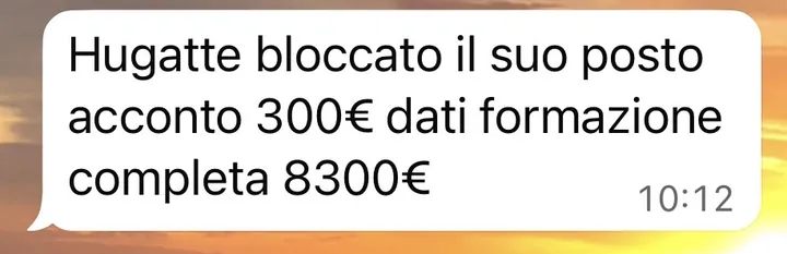 Screenshot di un risultato cliente