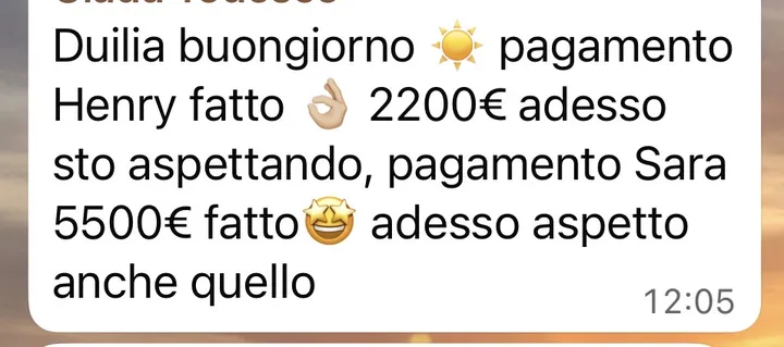 Screenshot di un risultato cliente