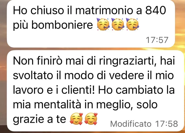 Screenshot di un risultato cliente