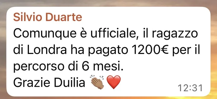 Screenshot di un risultato cliente